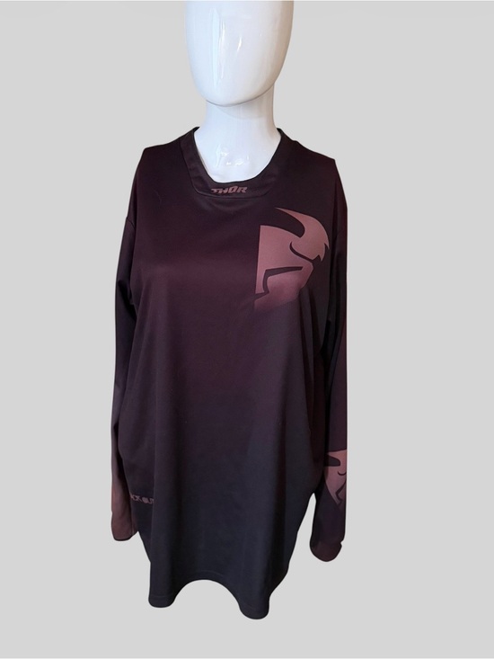 thor Tops - Thor Long Sleeve Motocross Jersey - Black with Maroon Logo